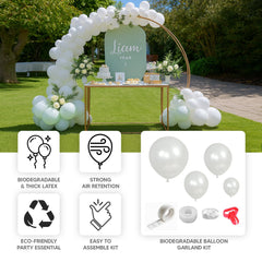 Set of 110 Silver Balloon Garland Kit – Biodegradable Extra Strong Latex Balloons for Party Arch Décor