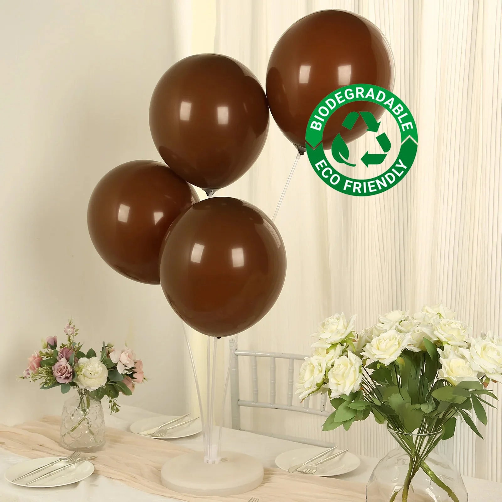 50 Pack Matte Pastel Cinnamon Brown Biodegradable Balloons 12", Round Eco-friendly Thick Latex Party Balloons