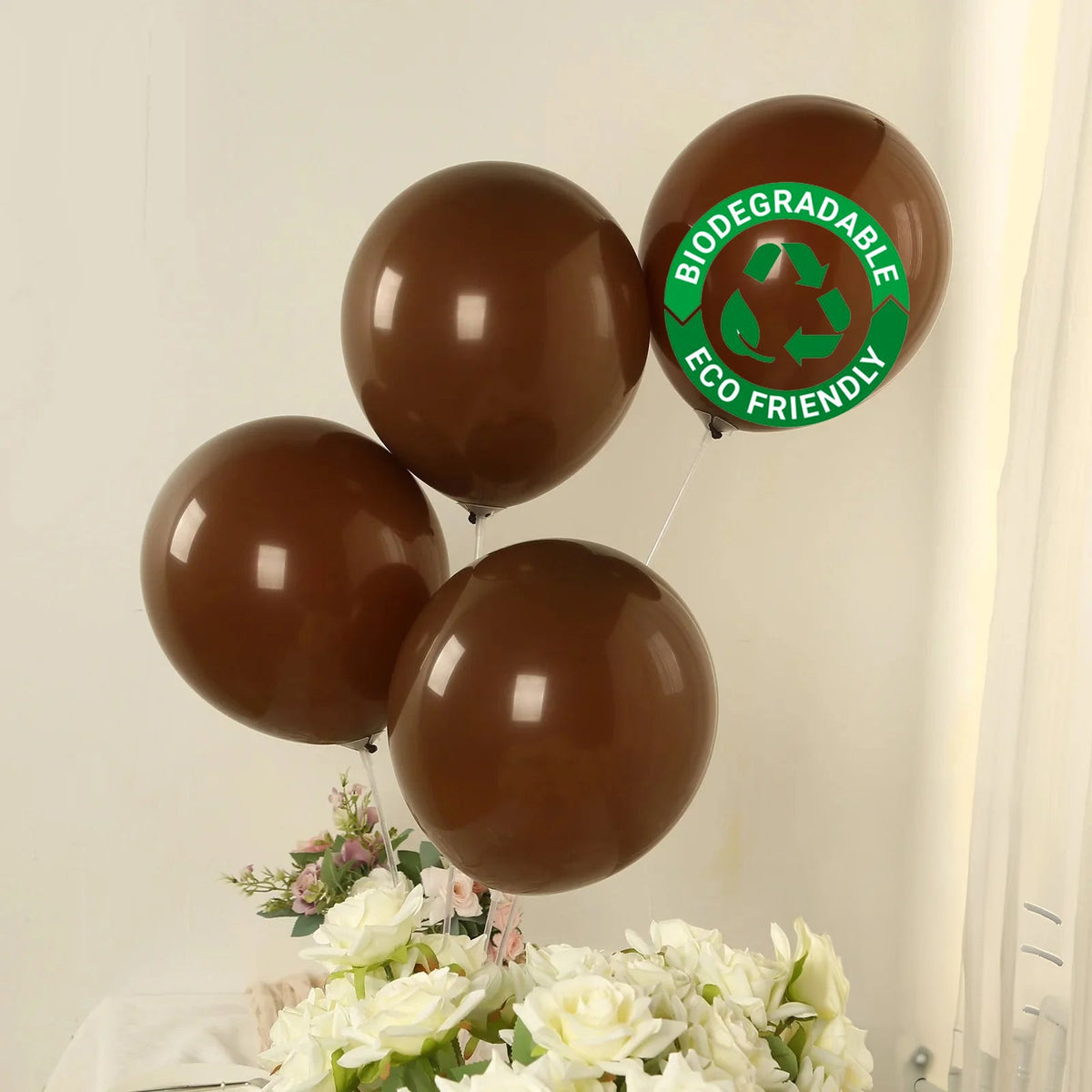 50 Pack Matte Pastel Cinnamon Brown Biodegradable Balloons 12", Round Eco-friendly Thick Latex Party Balloons