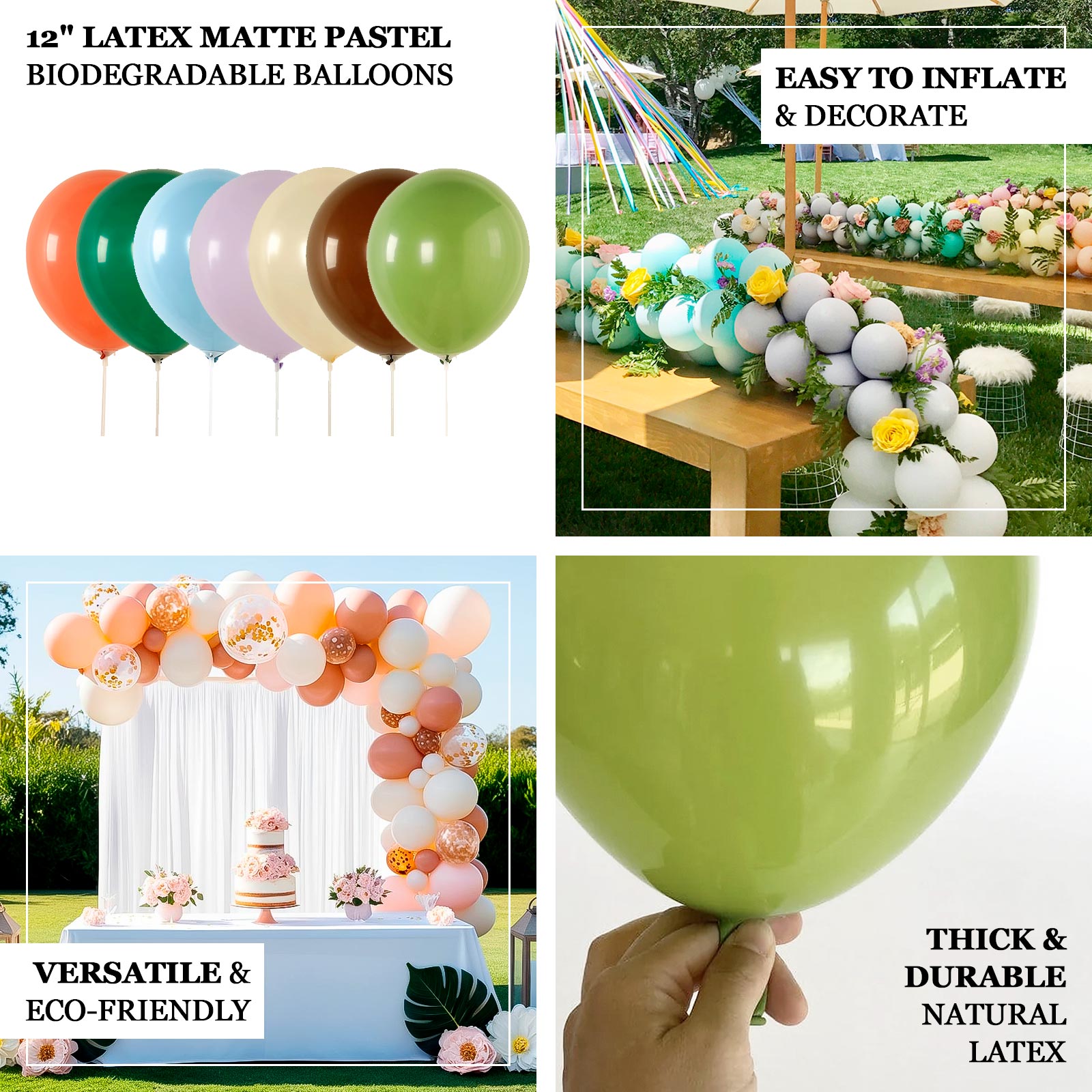 50 Pack Matte Pastel Dusty Blue Biodegradable Balloons 12", Round Eco-friendly Thick Latex Party Balloons