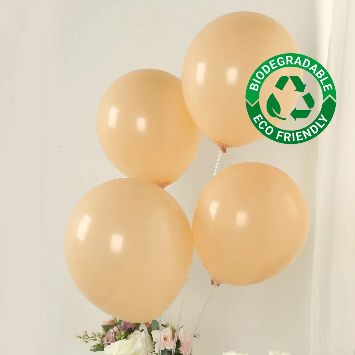 50 Pack Matte Pastel Peach Biodegradable Balloons 12", Round Eco-friendly Thick Latex Party Balloons