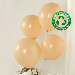 50 Pack Matte Pastel Peach Biodegradable Balloons 12", Round Eco-friendly Thick Latex Party Balloons