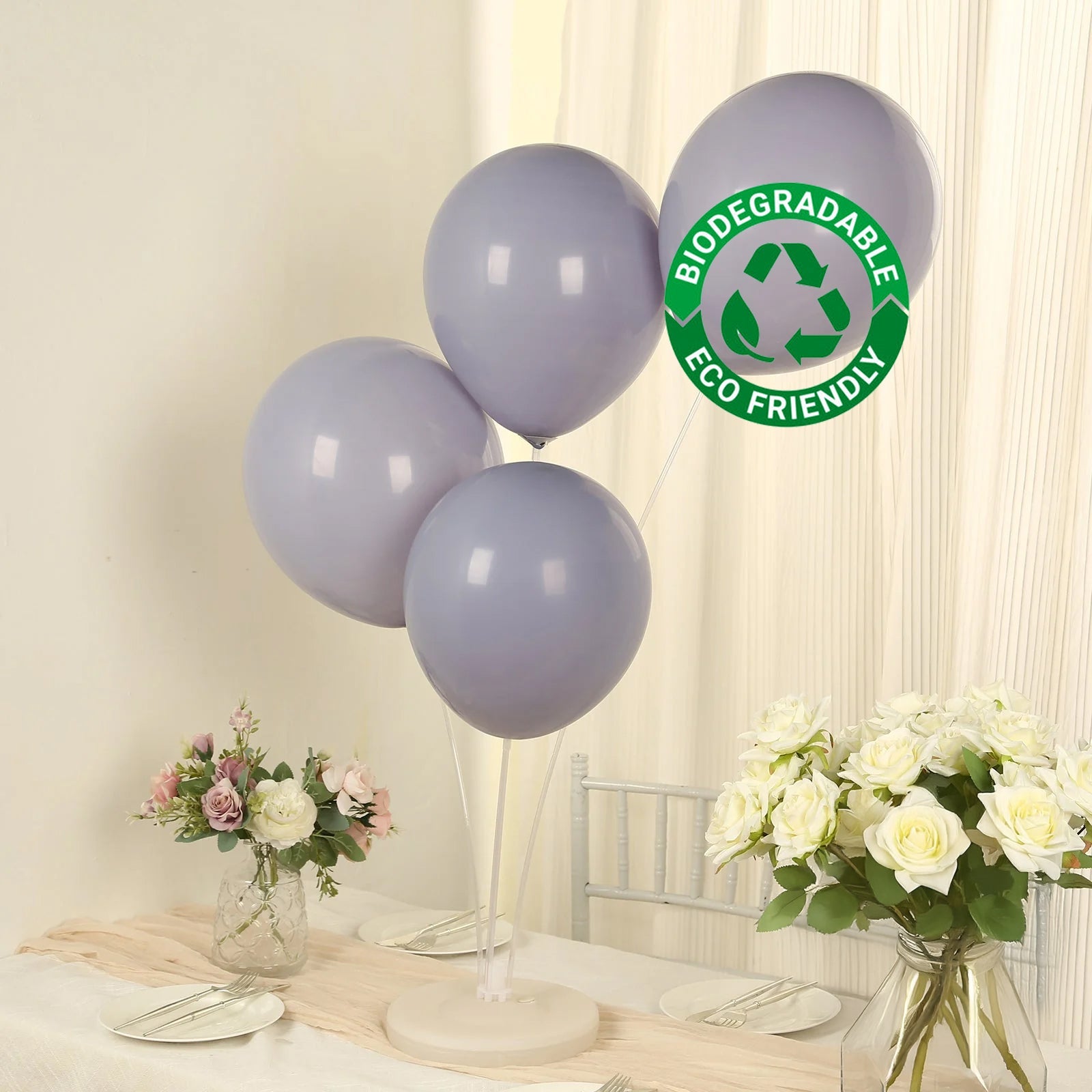 50 Pack Matte Pastel Serenity Blue Biodegradable Balloons 12", Round Eco-friendly Thick Latex Party Balloons