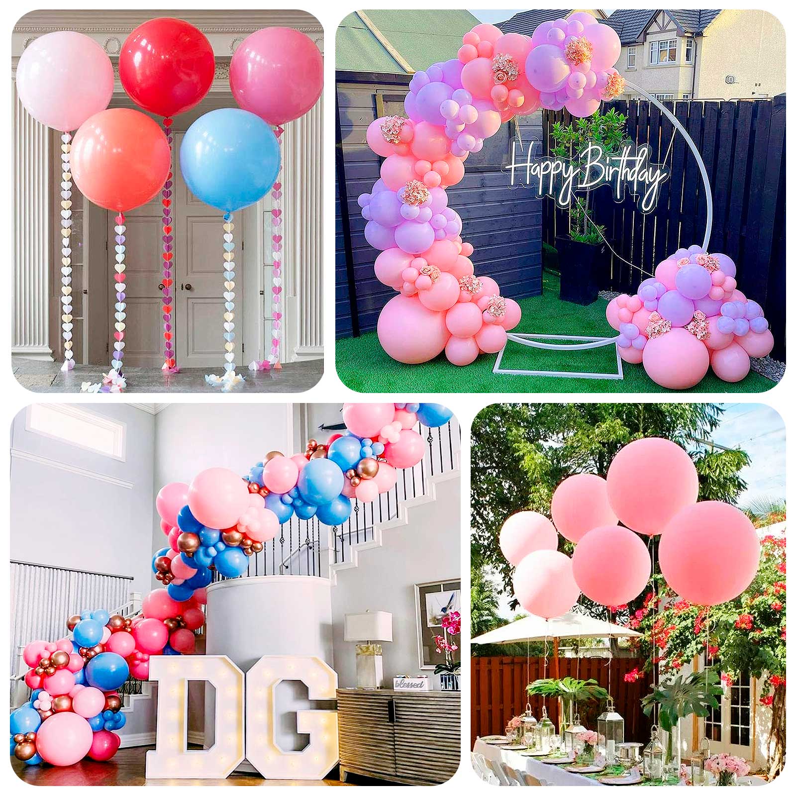 5 Pack Large Matte Pastel Blush Biodegradable Balloons, 36" Round Eco-friendly Thickened Latex Party Balloons