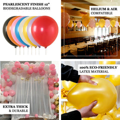 50 Pack Pink Biodegradable Balloons, 12" Thickened Extra Strong Eco-friendly Latex Helium Party Balloons