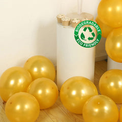 50 Pack Gold Biodegradable Balloons, 12" Thickened Extra Strong Eco-friendly Latex Helium Party Balloons