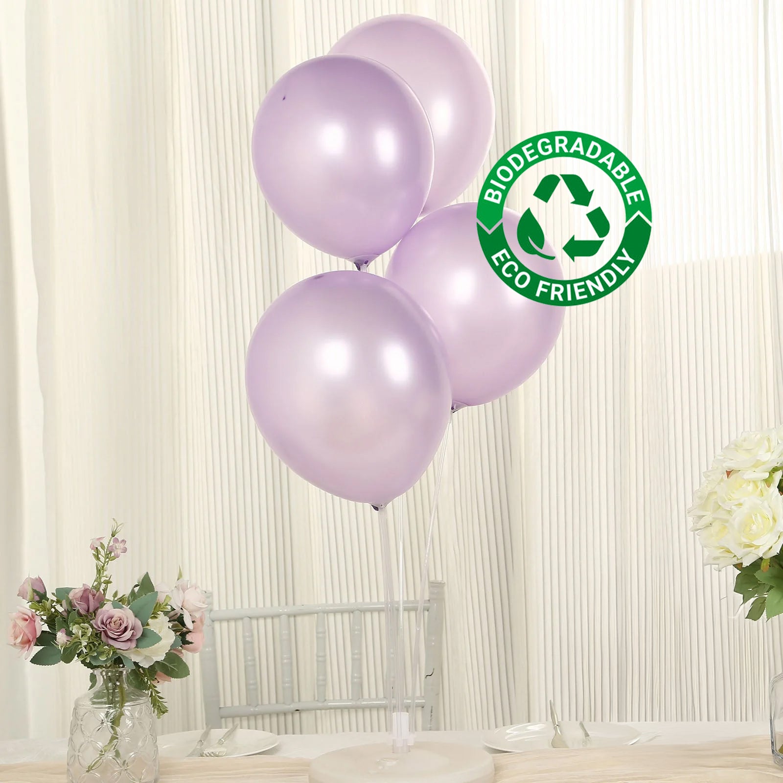 50 Pack Lavender Lilac Biodegradable Balloons, 12" Thickened Extra Strong Eco-friendly Latex Helium Party Balloons
