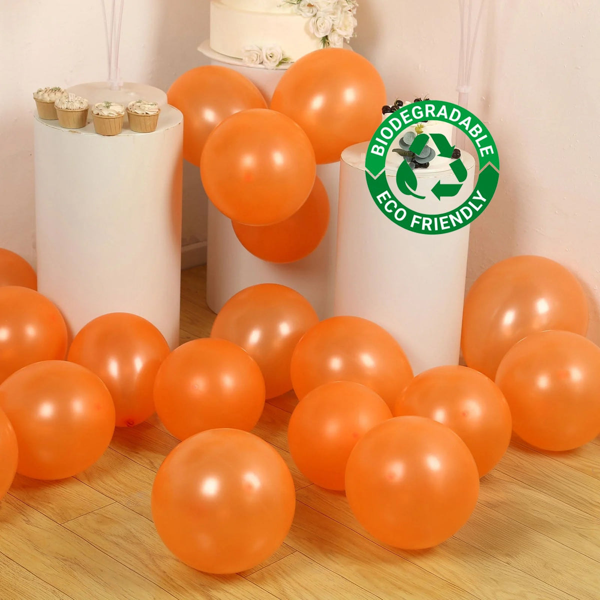 50 Pack Orange Biodegradable Balloons, 12" Thickened Extra Strong Eco-friendly Latex Helium Party Balloons