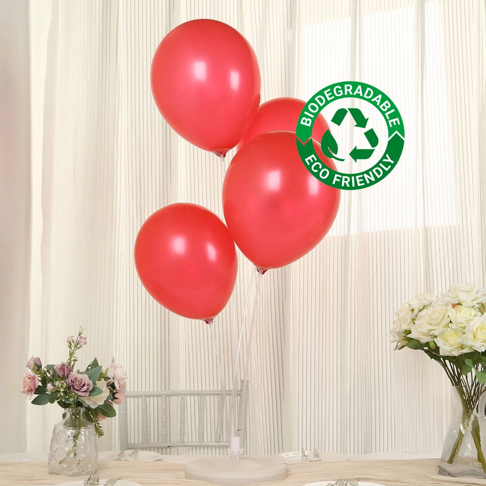 50 Pack Red Biodegradable Balloons, 12" Thickened Extra Strong Eco-friendly Latex Helium Party Balloons