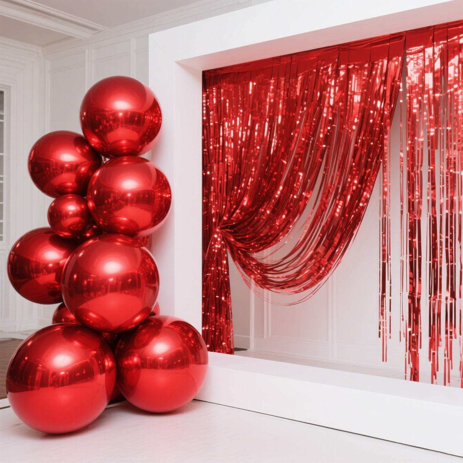 4-Pack 32" Metallic Red Sphere Balloons, Orbz Mylar Balloons Helium or Air-Filled Party Supplies
