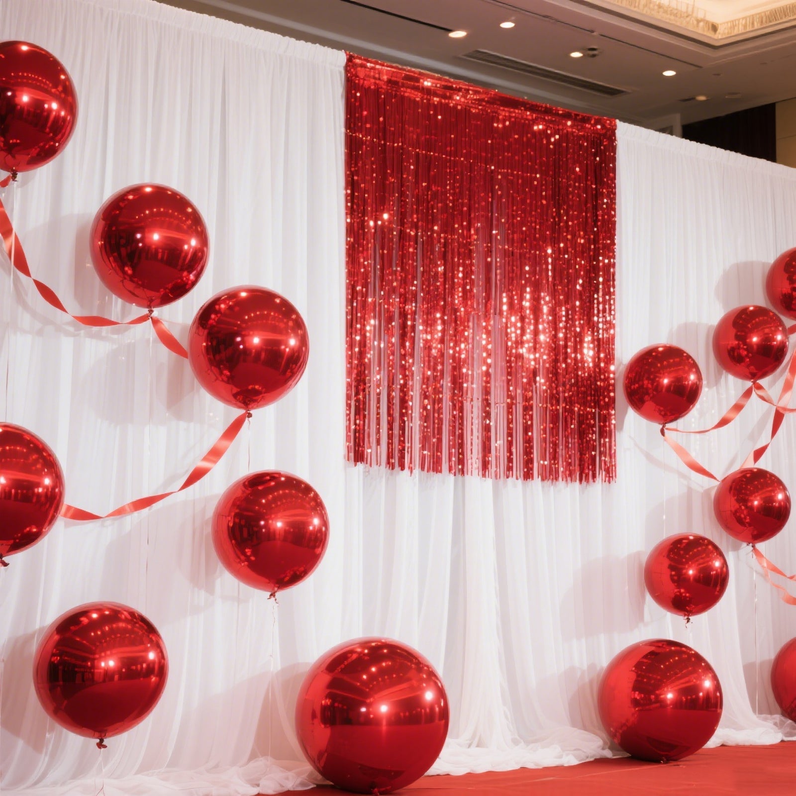 4-Pack 32" Metallic Red Sphere Balloons, Orbz Mylar Balloons Helium or Air-Filled Party Supplies