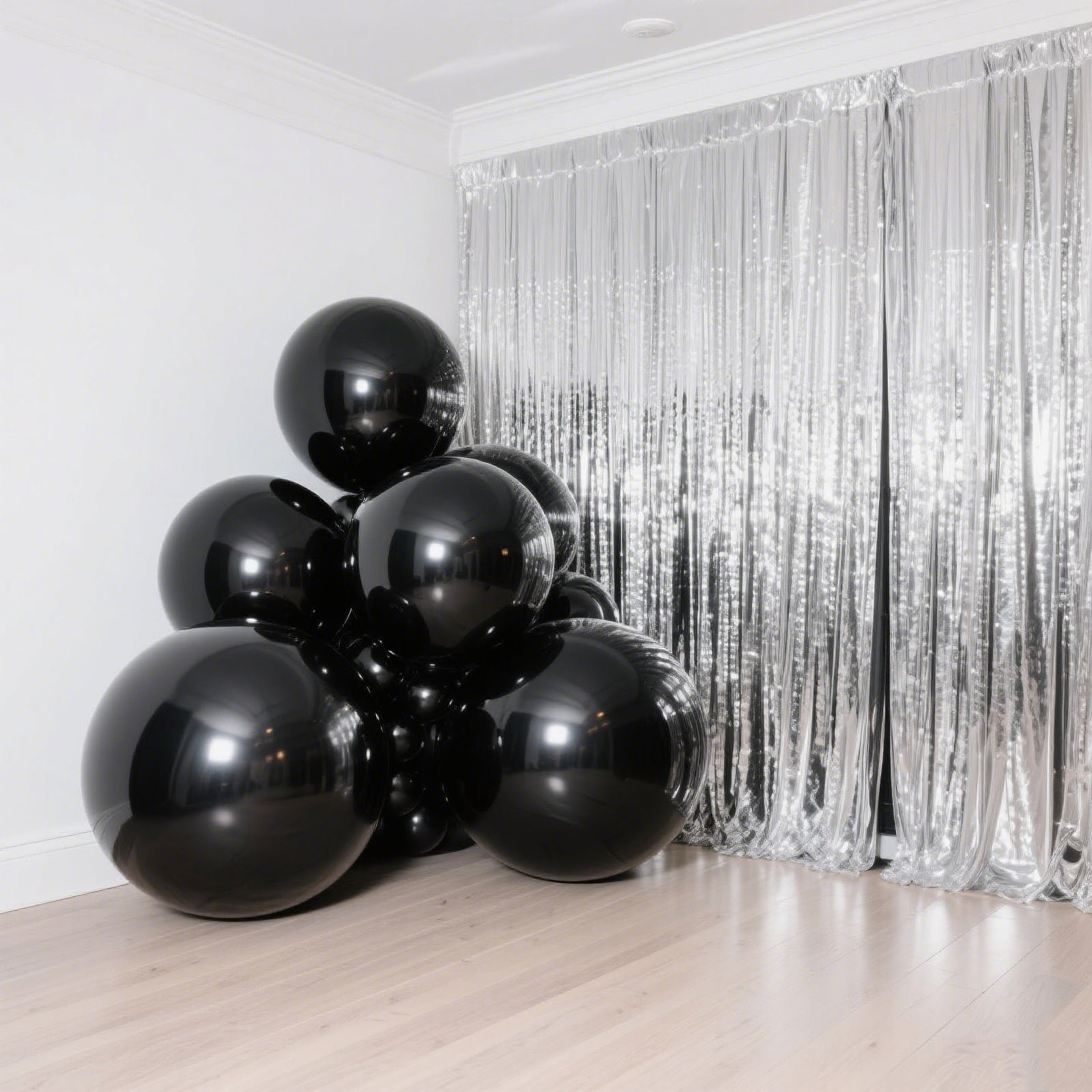4-Pack Metallic Black Sphere Balloons, 39" Orbz Mylar Balloons Helium or Air-Filled Party Supplies