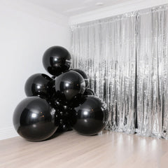 4-Pack Metallic Black Sphere Balloons, 39" Orbz Mylar Balloons Helium or Air-Filled Party Supplies