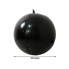 4-Pack Metallic Black Sphere Balloons, 39" Orbz Mylar Balloons Helium or Air-Filled Party Supplies