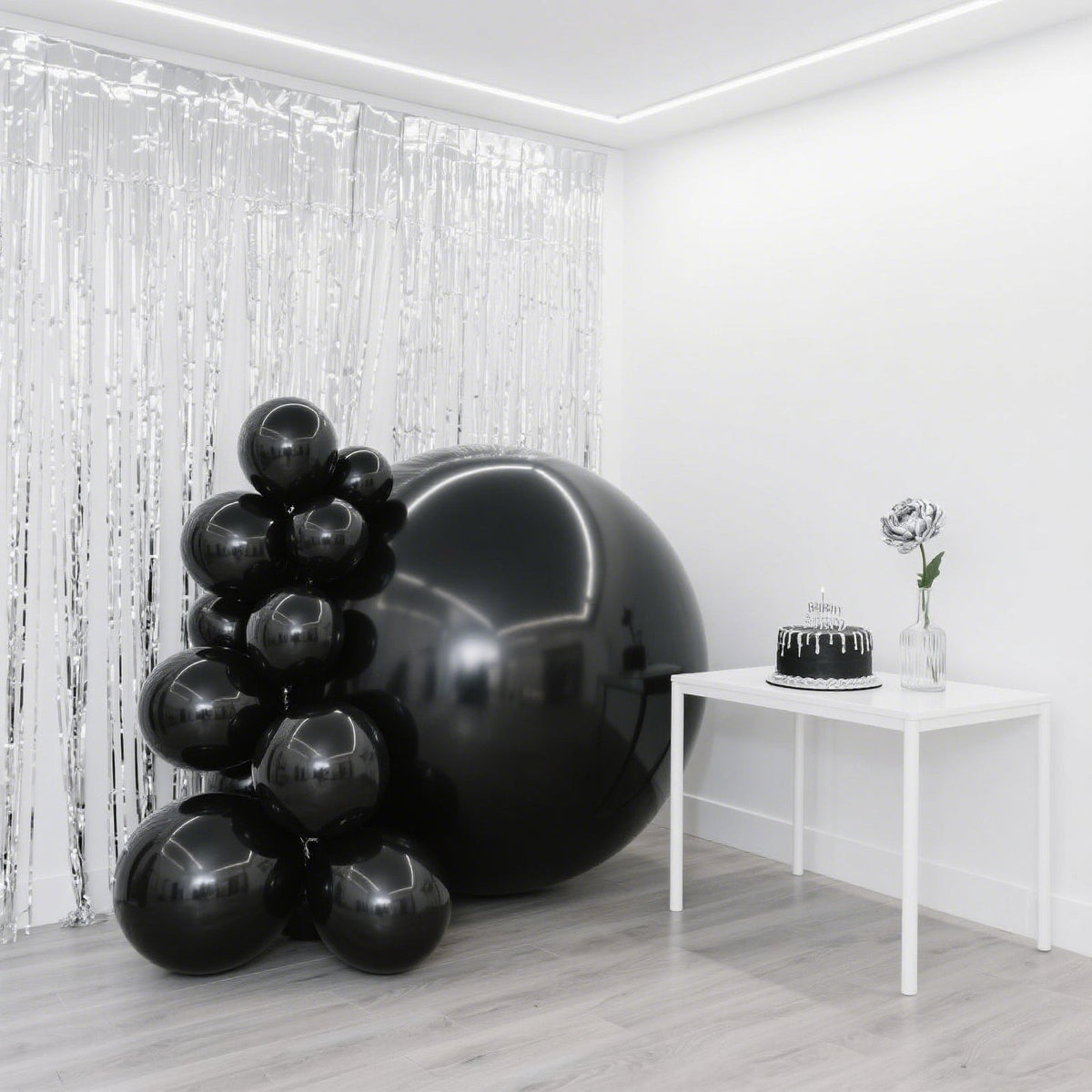 2-Pack Metallic Black Sphere Balloons, 43" Orbz Mylar Balloons Helium or Air-Filled Party Supplies