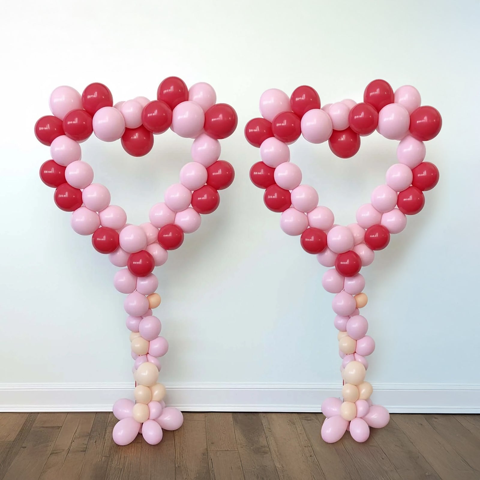 2 Pack White Heart Shaped Plastic Balloon Holder Column, 5ft Balloon Arch Stand Kit with Round Water Fillable Base