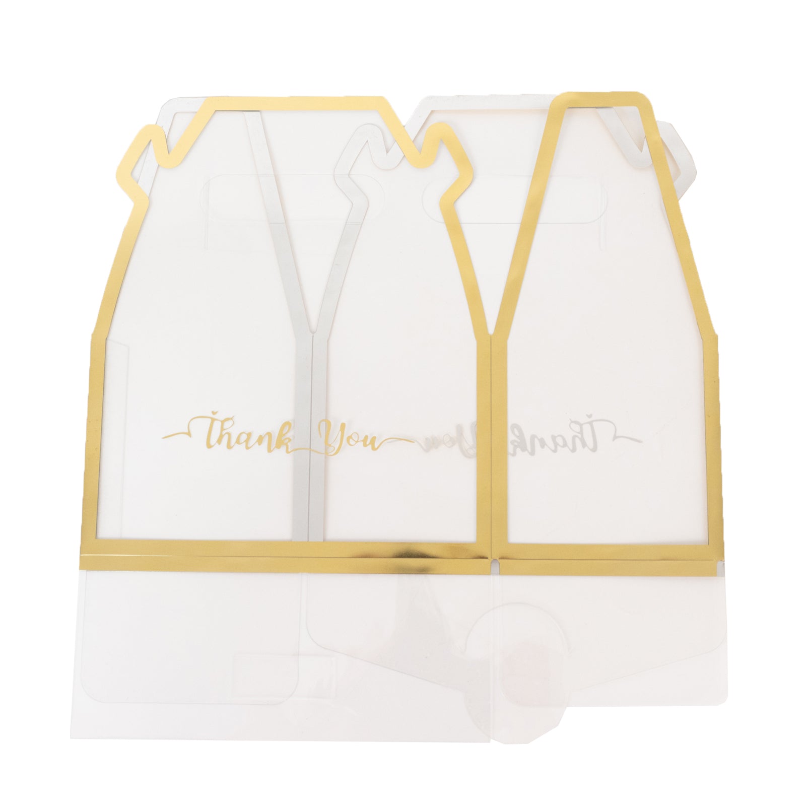 25 Pack Clear PVC Tote Gift Boxes with Gold Trim, Transparent Gable Candy Favor Boxes with Thank You Design - 6"x3.5"x7"