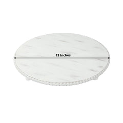 3-Pack 13" Rustic Wooden Charger Plates – Antique White Beaded Risers for Centerpieces, Cakes