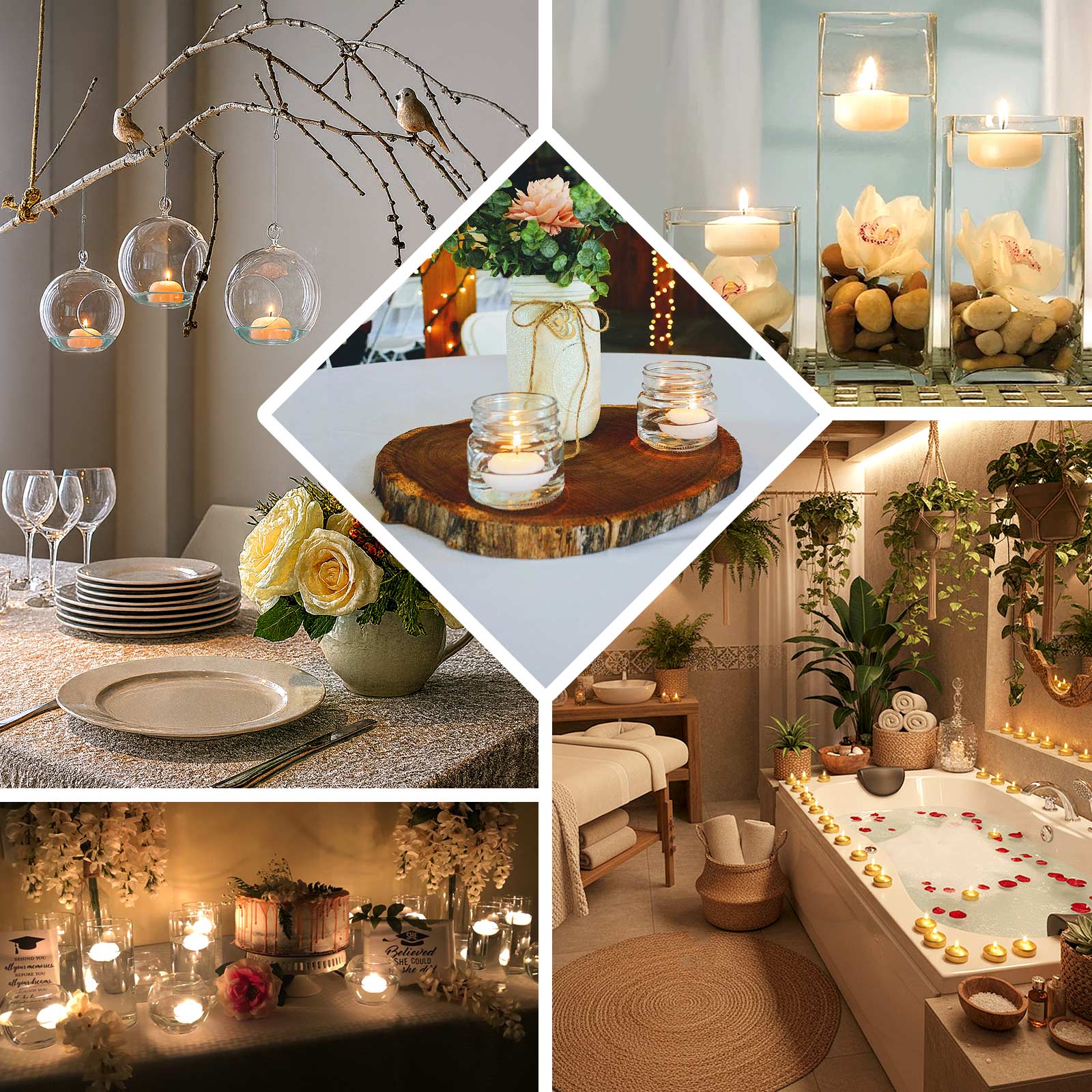 12 Pack 2" White Floating Candles – Unscented Dripless Long-Lasting Disc Wax Candles for Weddings & Table Décor