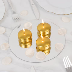 12 Pack 2" Metallic Gold Floating Candles – Unscented Dripless Long-Lasting Disc Wax Candles for Weddings & Table Décor