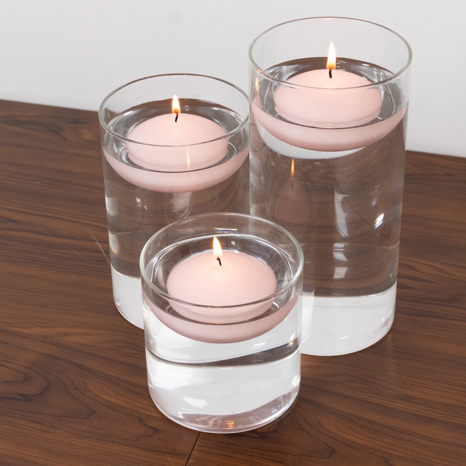 12 Pack 3" Blush Floating Candles, Unscented Dripless Wax Discs for Centerpieces