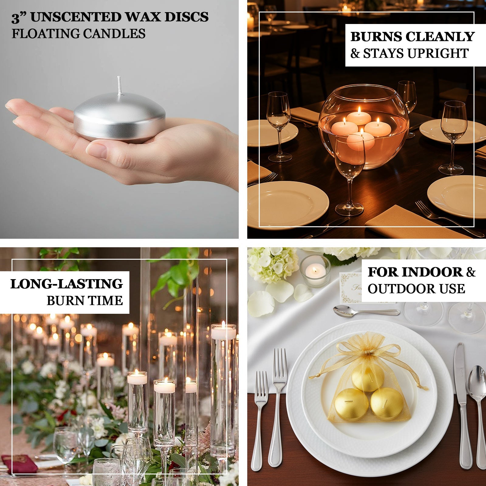 12 Pack 3" Blush Floating Candles, Unscented Dripless Wax Discs for Centerpieces