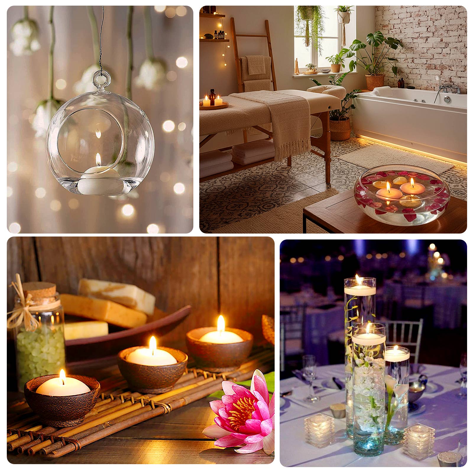 12 Pack 3" Beige Floating Candles, Unscented Dripless Wax Discs for Centerpieces