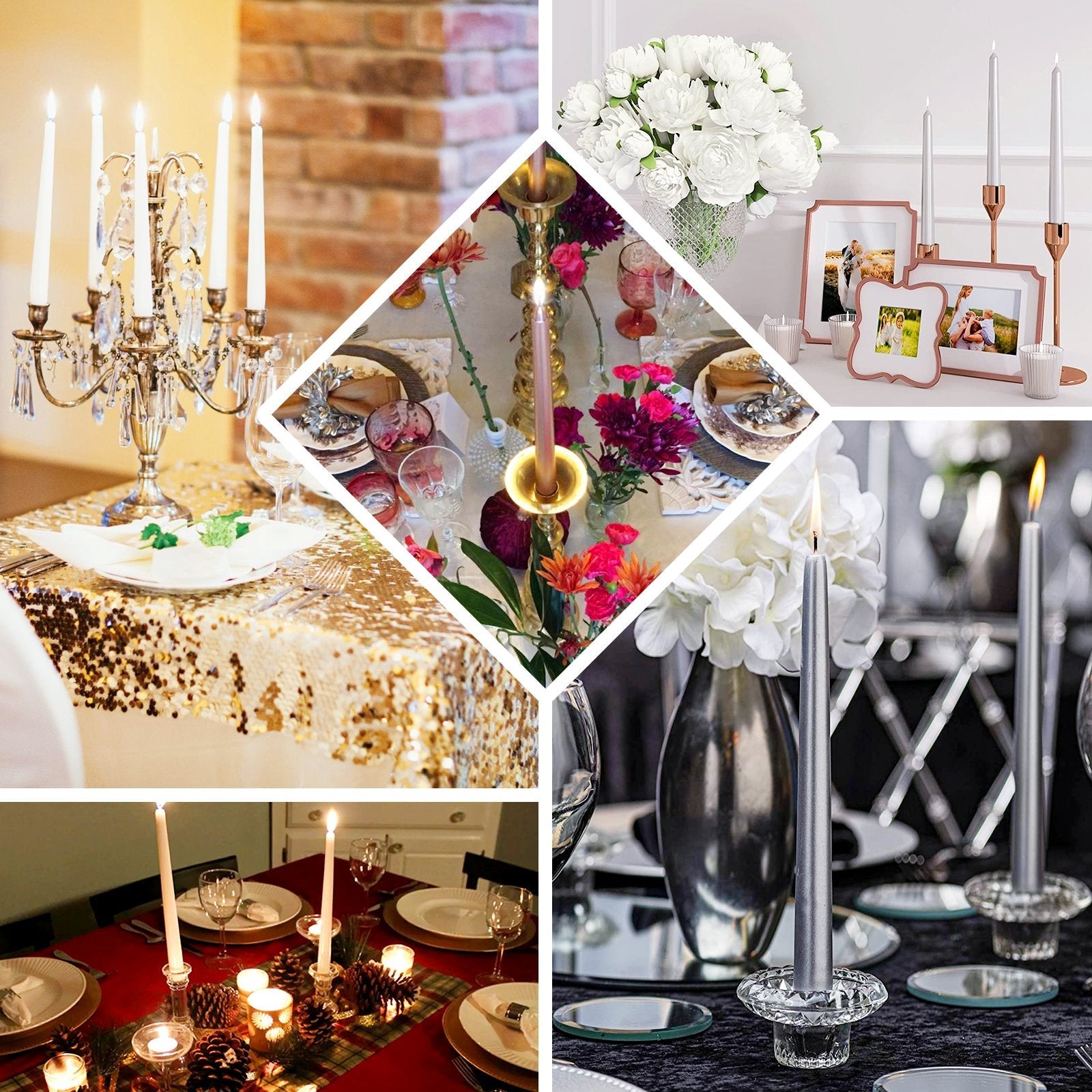 10-Pack Taper Candles Premium Wax Design Green - Unscented Candles for Upscale Settings 10"