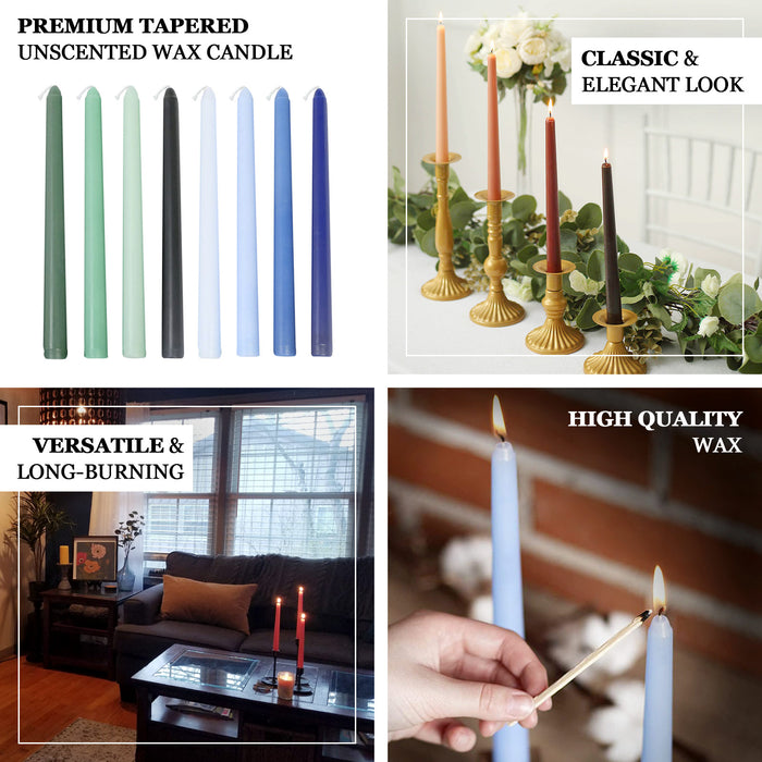 10-Pack Taper Candles Premium Wax Design Ivory - Unscented Candles for Upscale Settings 10"