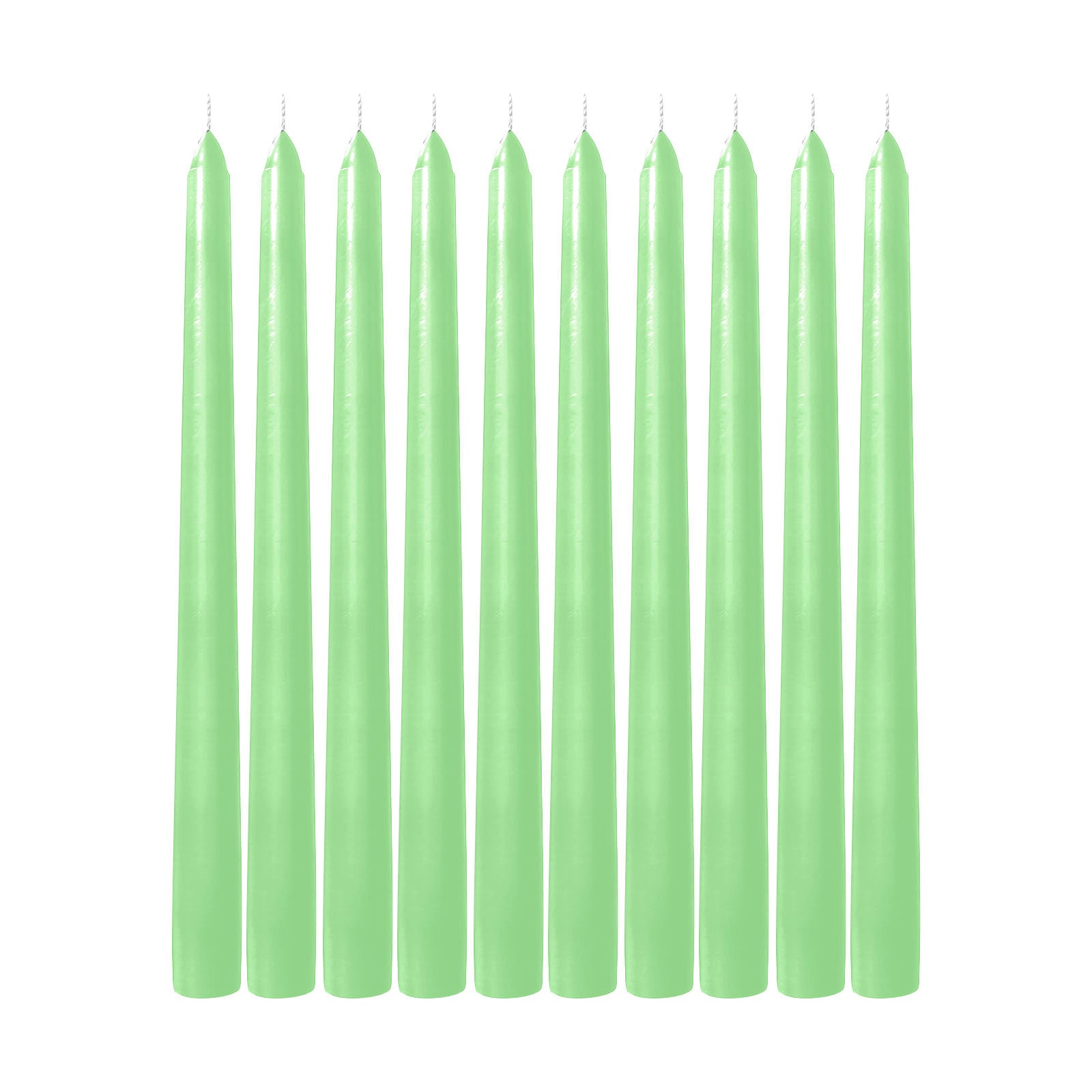 10-Pack Taper Candles Premium Wax Design Green - Unscented Candles for Upscale Settings 10"