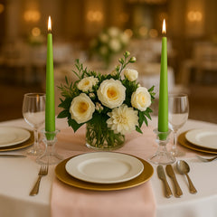 10-Pack Taper Candles Premium Wax Design Green - Unscented Candles for Upscale Settings 10"