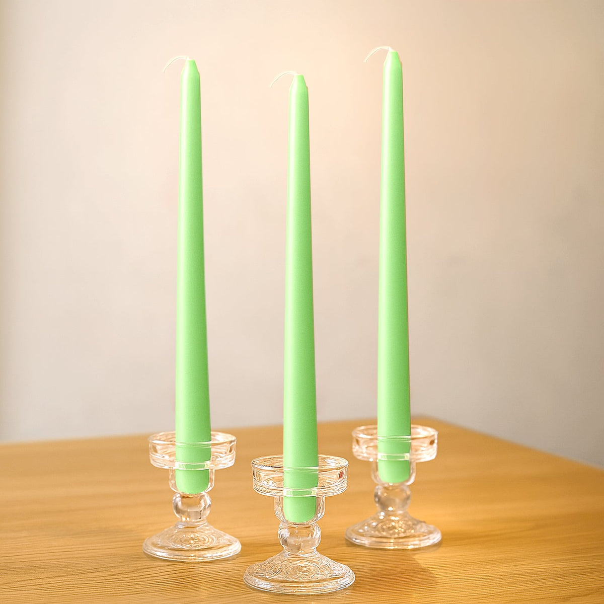 10-Pack Taper Candles Premium Wax Design Green - Unscented Candles for Upscale Settings 10"