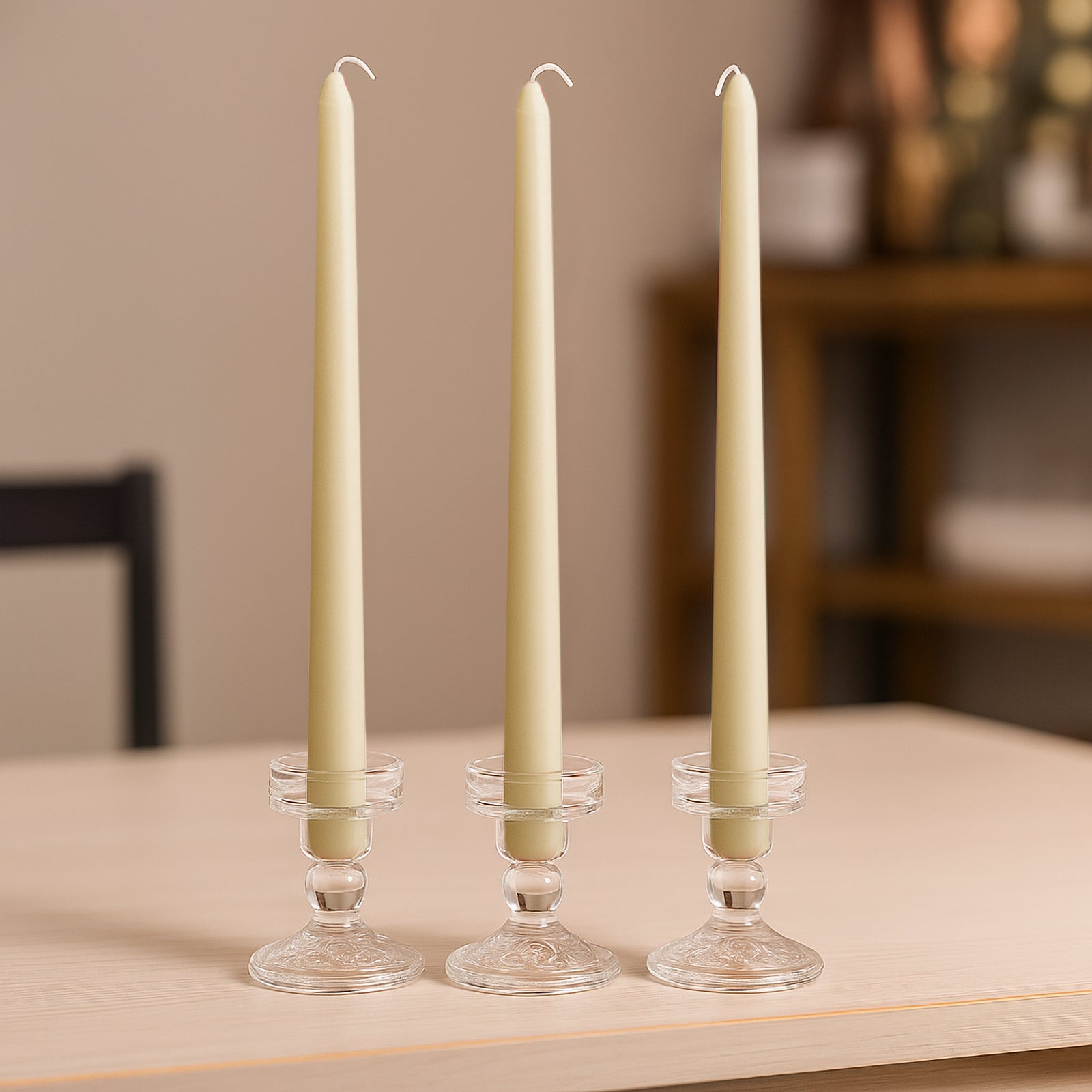 10-Pack Taper Candles Premium Wax Design Ivory - Unscented Candles for Upscale Settings 10"