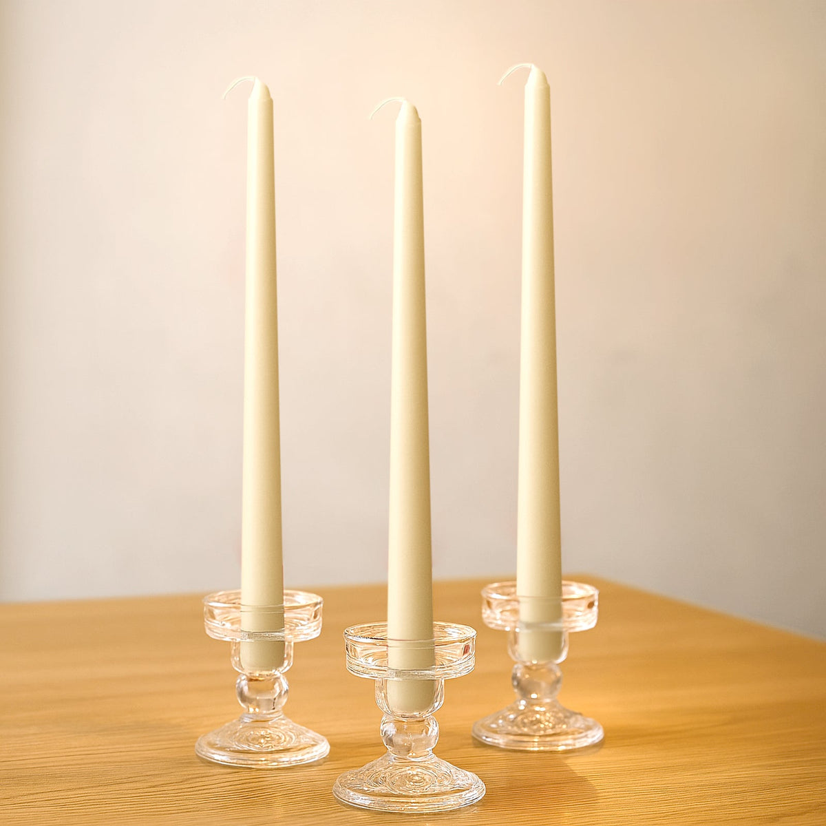 10-Pack Taper Candles Premium Wax Design Ivory - Unscented Candles for Upscale Settings 10"