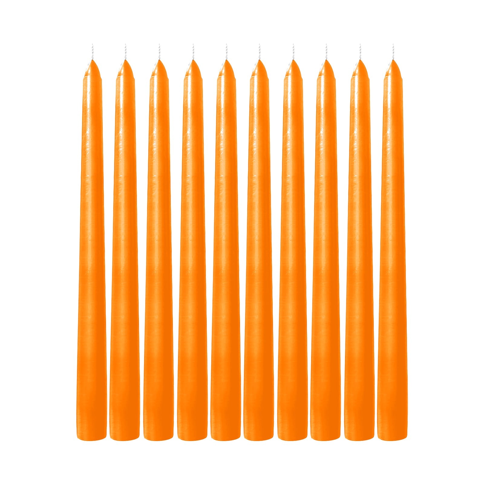 10-Pack Taper Candles Premium Wax Design Orange - Unscented Candles for Upscale Settings 10"