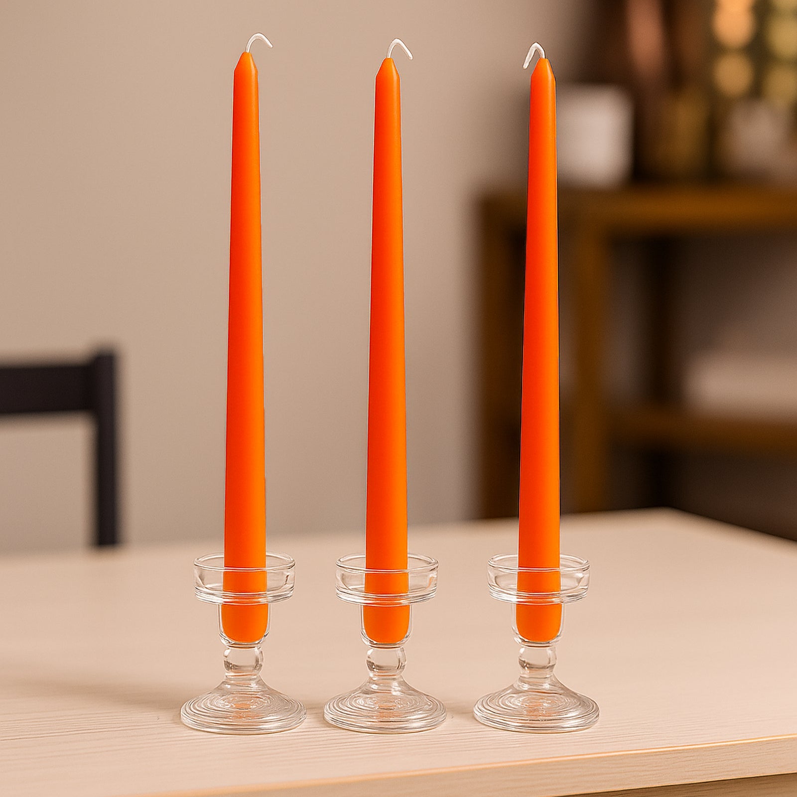 10-Pack Taper Candles Premium Wax Design Orange - Unscented Candles for Upscale Settings 10"