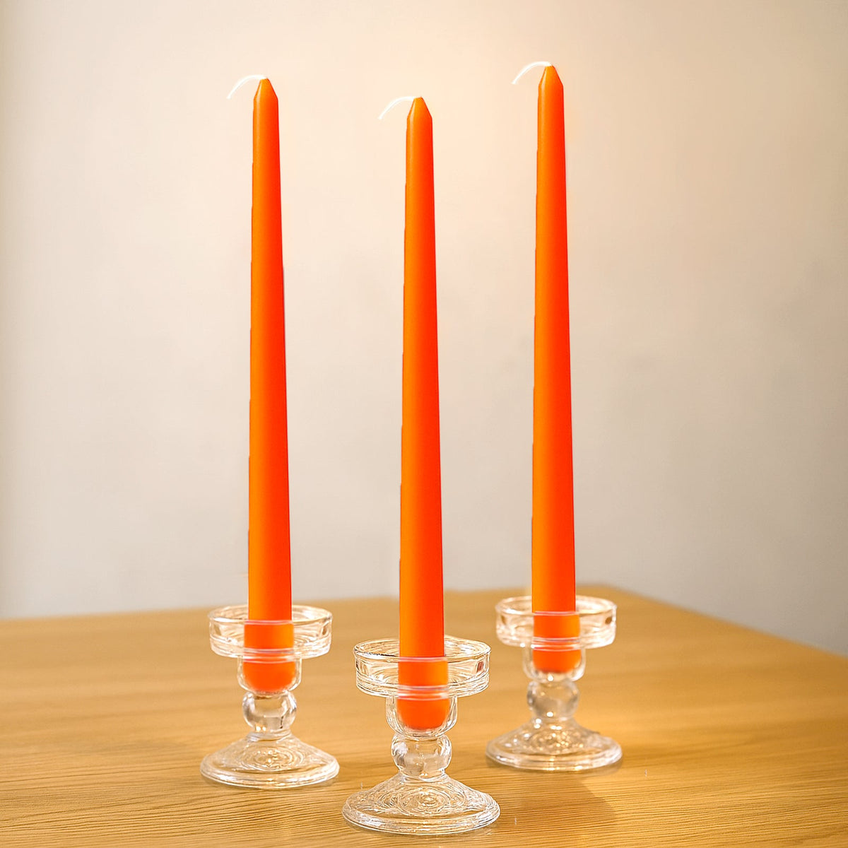 10-Pack Taper Candles Premium Wax Design Orange - Unscented Candles for Upscale Settings 10"