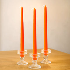 10-Pack Taper Candles Premium Wax Design Orange - Unscented Candles for Upscale Settings 10"