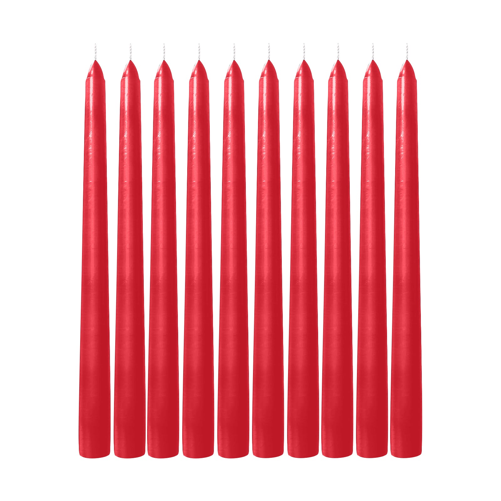 10-Pack Taper Candles Premium Wax Design Red - Unscented Candles for Upscale Settings 10"