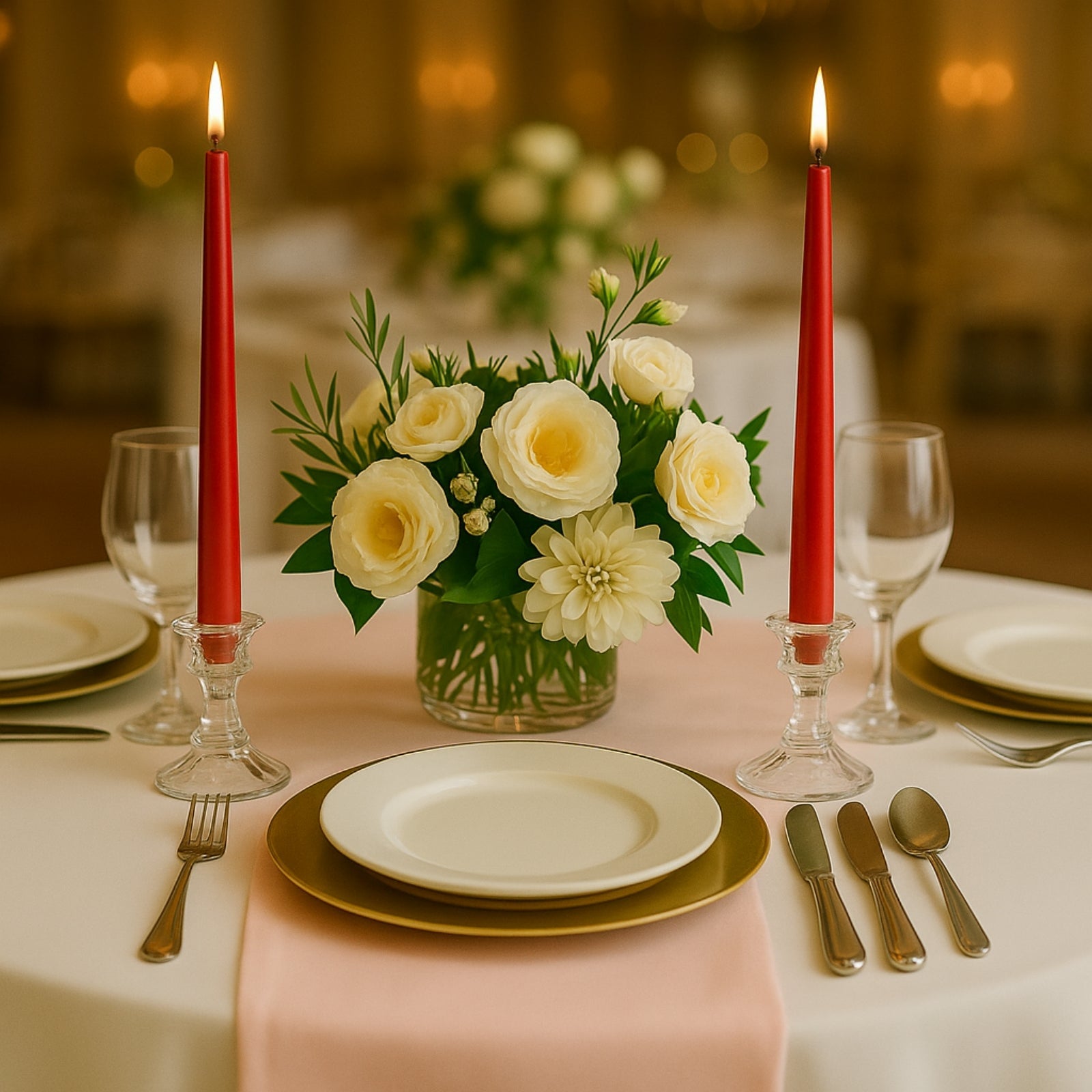 10-Pack Taper Candles Premium Wax Design Red - Unscented Candles for Upscale Settings 10"