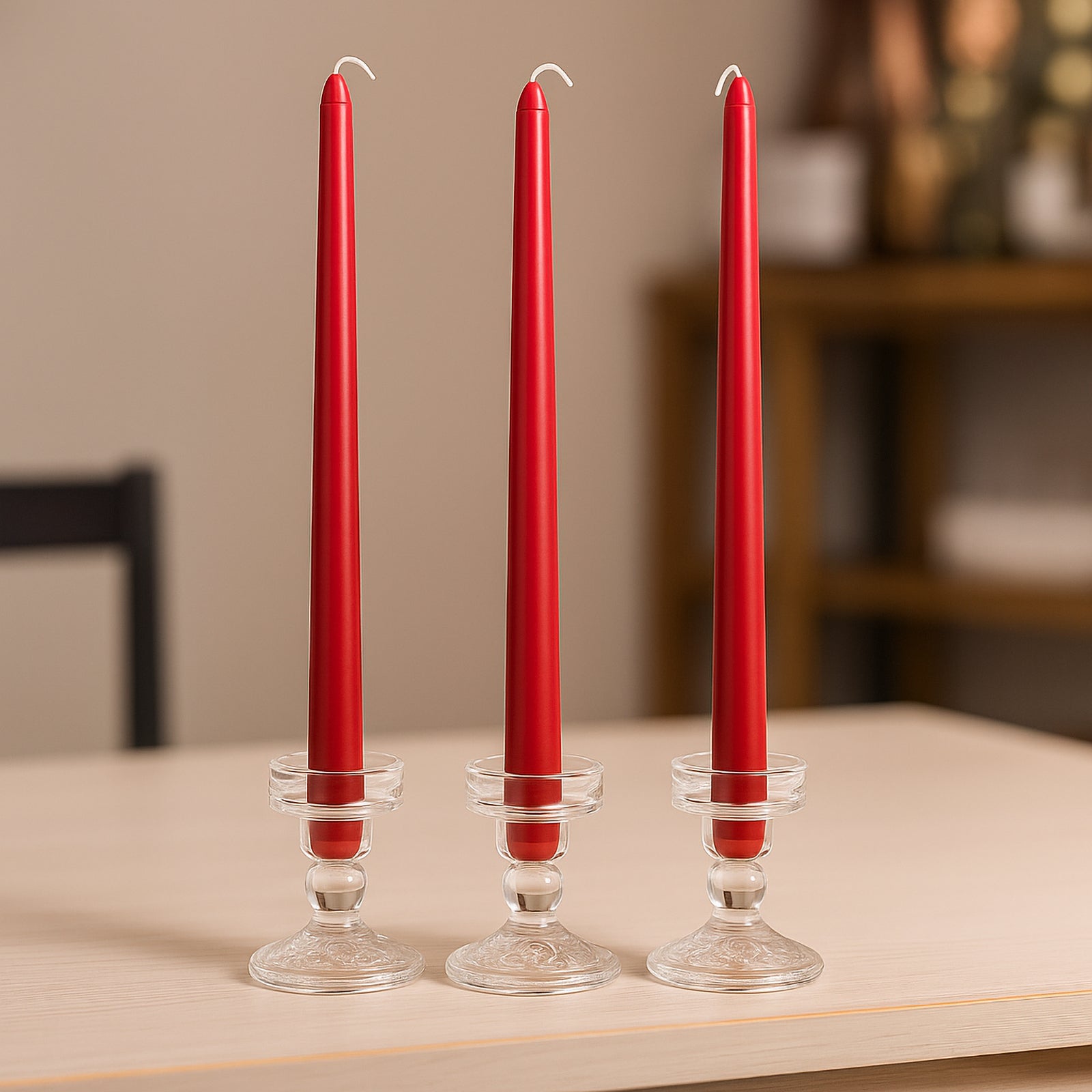 10-Pack Taper Candles Premium Wax Design Red - Unscented Candles for Upscale Settings 10"