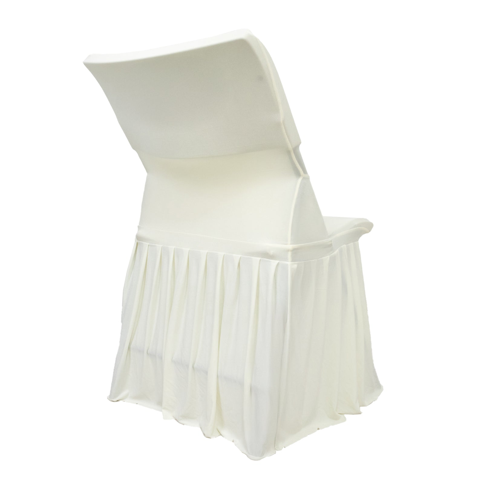 Ivory Spandex Pleated Lifetime Folding Chair Cover – Stretch Slipcover with Floor-Length Skirt, Also Fits Standard Chairs