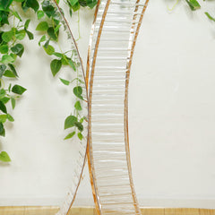 32" Crystal Pendant Flower Stand with Gold Metal Frame – Hourglass Column Vase Holder for Floral Arrangements & Table Centerpieces