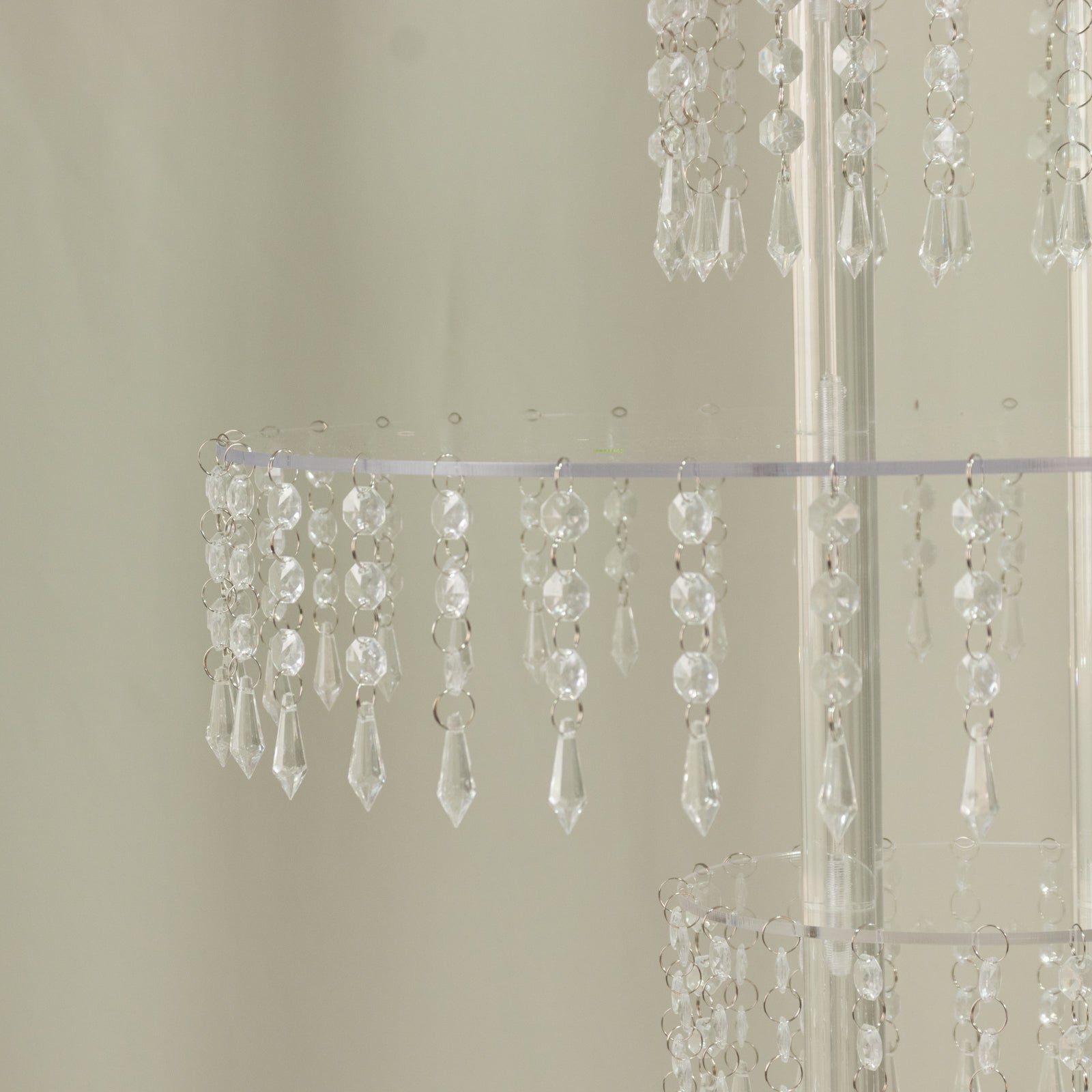 5-Tier Clear Acrylic Chandelier Flower Stand with Hanging Crystals – 39" Tall Table Centerpiece Display Tower