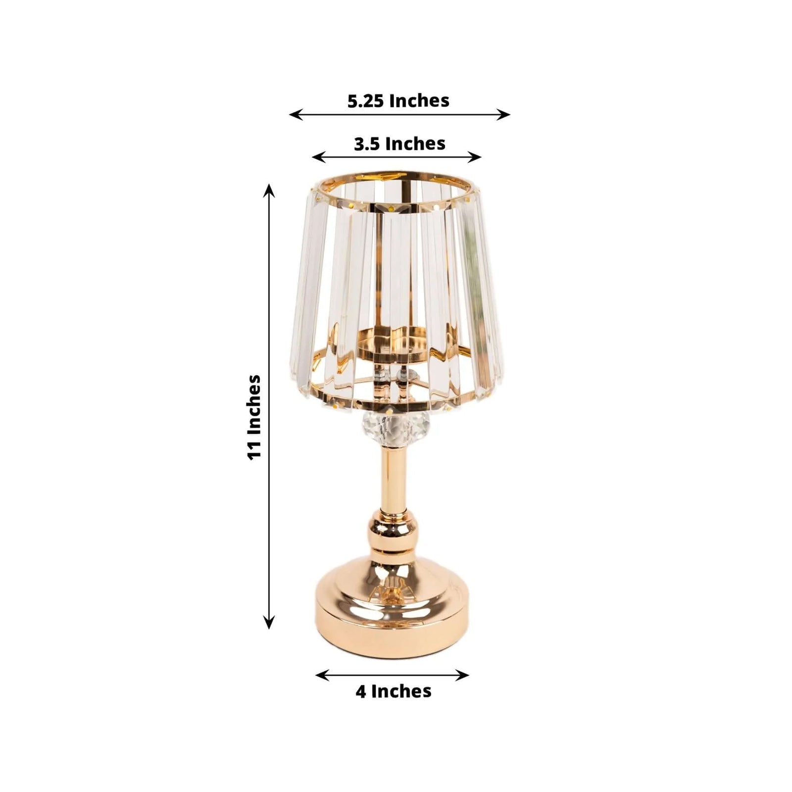 2-Pack 11" Crystal Pendant Candle Holders - Classic Empire Lamp Shade Style in Gold, Votive Candle Stand For Table Centerpieces
