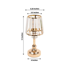 2-Pack 11" Crystal Pendant Candle Holders - Classic Empire Lamp Shade Style in Gold, Votive Candle Stand For Table Centerpieces