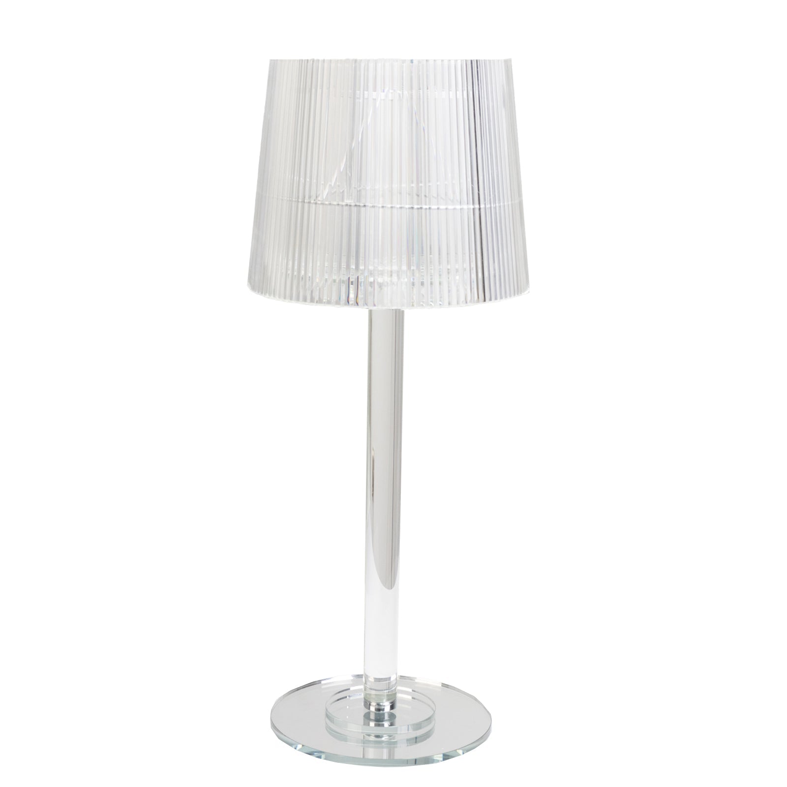 23" Crystal Candle Lamp with Ribbed Shade – Clear Acrylic Column Candle Holder for Tealight & Taper Candles