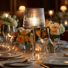 23" Crystal Candle Lamp with Ribbed Shade – Clear Acrylic Column Candle Holder for Tealight & Taper Candles