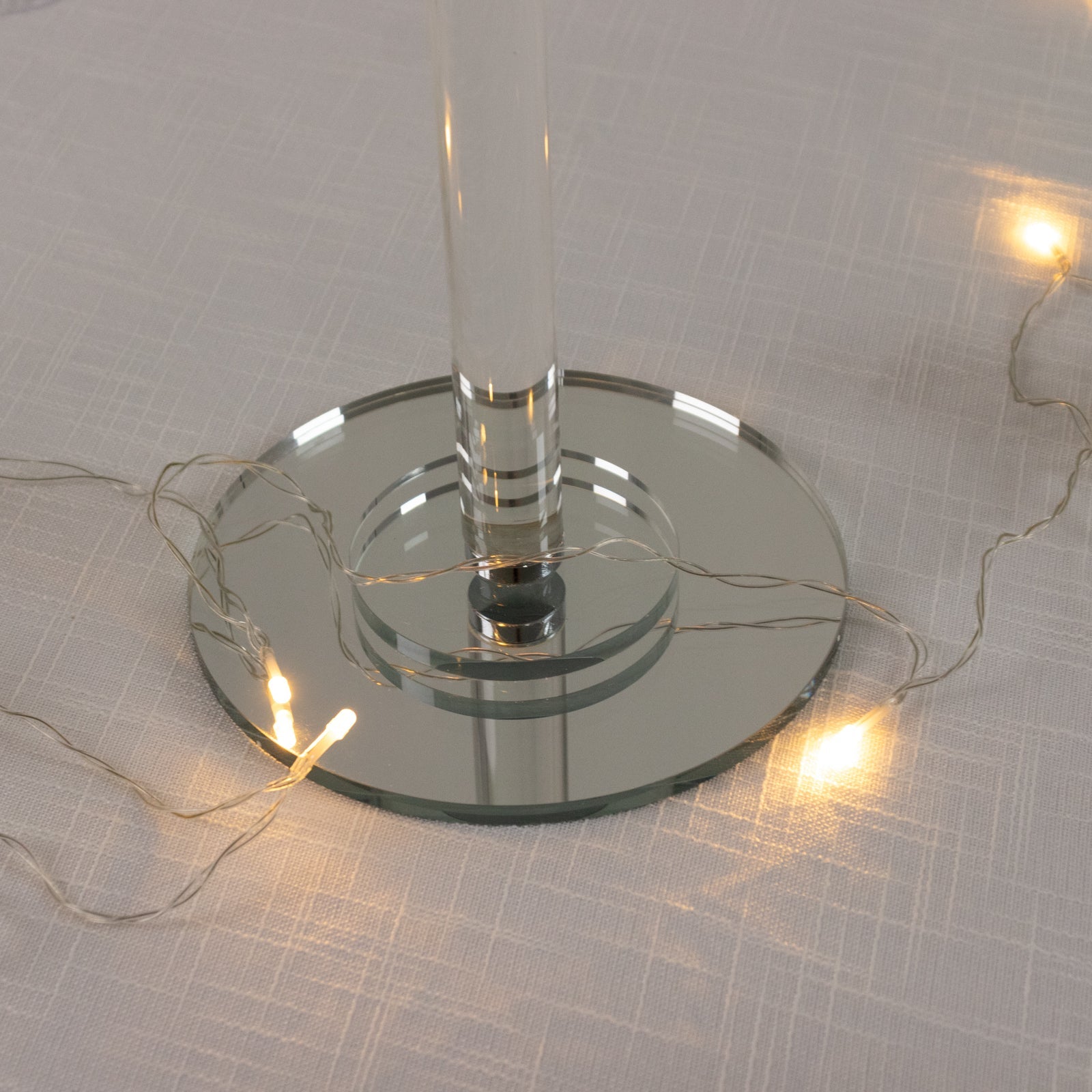 23" Crystal Candle Lamp with Ribbed Shade – Clear Acrylic Column Candle Holder for Tealight & Taper Candles