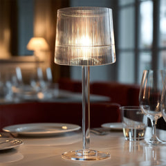 23" Crystal Candle Lamp with Ribbed Shade – Clear Acrylic Column Candle Holder for Tealight & Taper Candles